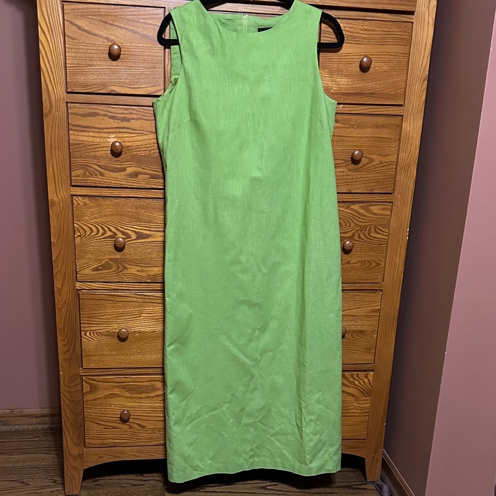 Sag Harbor Sleeveless Linen/Cotton Dress in Lime Green